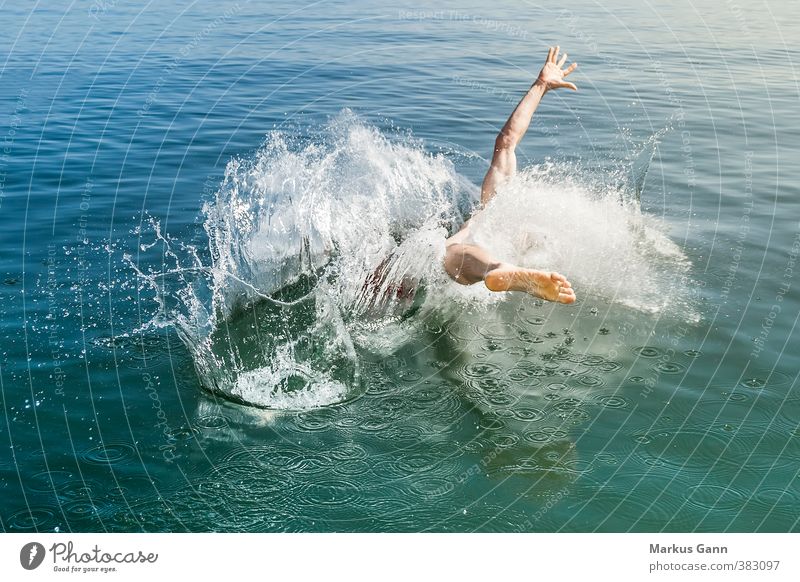 Jump into the water Lifestyle Summer Sports Swimming & Bathing Swimming pool Human being Masculine Young man Youth (Young adults) Man Adults 1 30 - 45 years