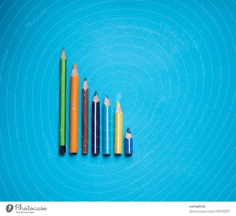 Coloured pen curve variegated crayons Painting (action, artwork) Inspiration kita Statistics deciduous Curve colour palette colourful Blue copyspace copy space