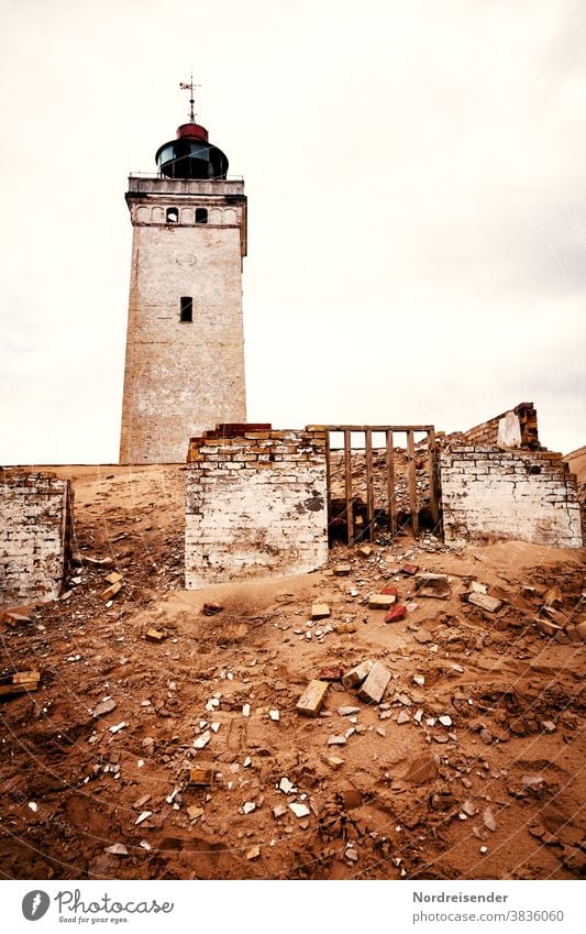 Lighthouse Rubjerg Knude Fyr Copy Space top Deserted Structures and shapes Jutland duene Wanderdüne Rubjerg Knude Calm Longing Wanderlust Maritime Navigation