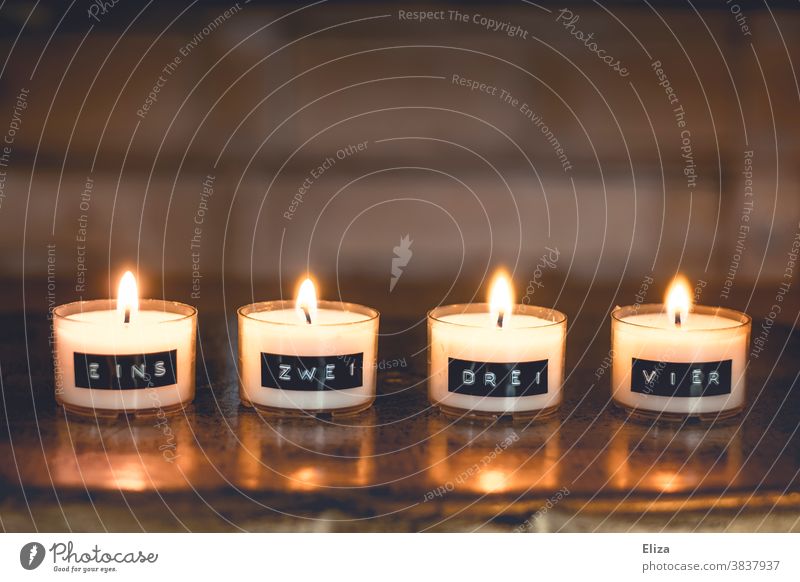 Low budget advent wreath made of four labeled tea lights Christmas wreath Christmas & Advent low budget Tea lights Labeled shoulder stand improvised cheap