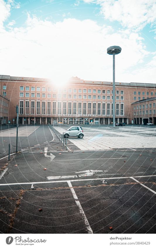 No departure at Tempelhof Airport Airport Berlin-Tempelhof Deserted central airport Copy Space tempelhofer freedom Airfield Far-off places Trajectory Sky