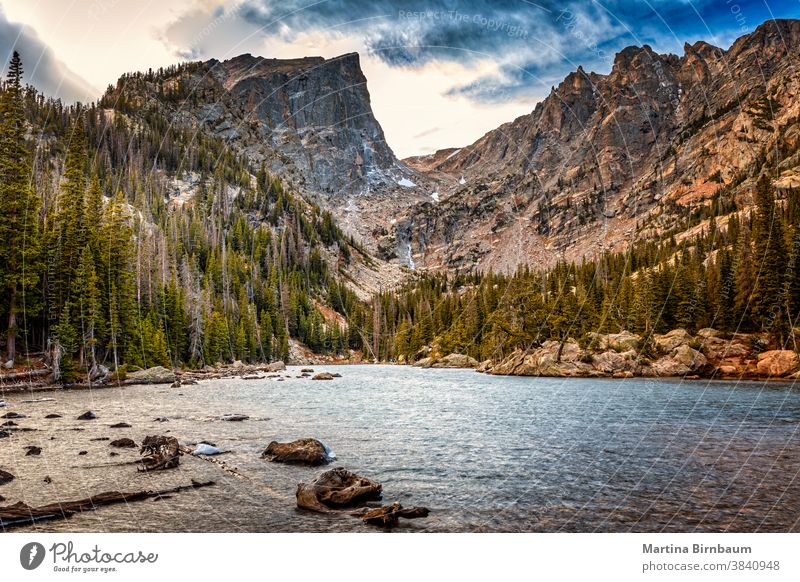 Dream lake in the Rocky Mountain National Park, Colorado fall rocky mountain national park dream lake trees famous place blue water colorado evergreen