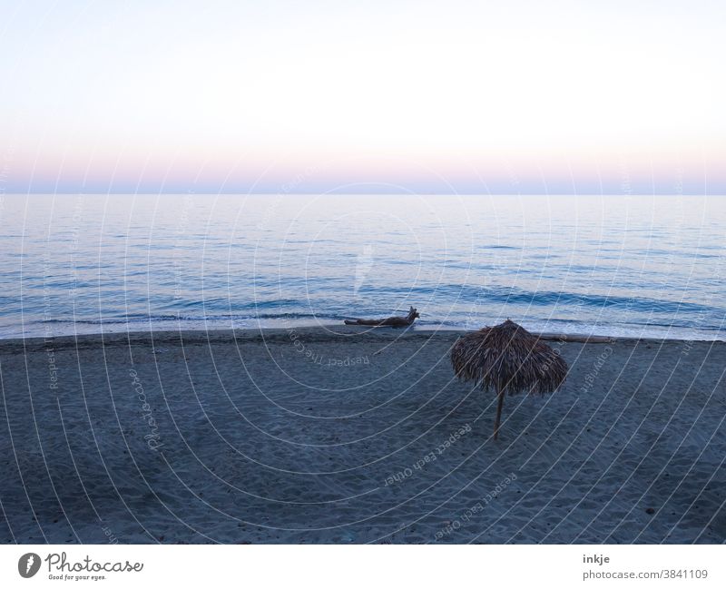 Evenings at the Mediterranean Sea in low season Colour photo Exterior shot Deserted Dusk Ocean Mediterranean sea Twilight Horizon silent Moody Blue purple