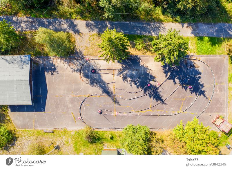 The old kart track from above go karting Sports Infancy Old from on high leisure park vintage