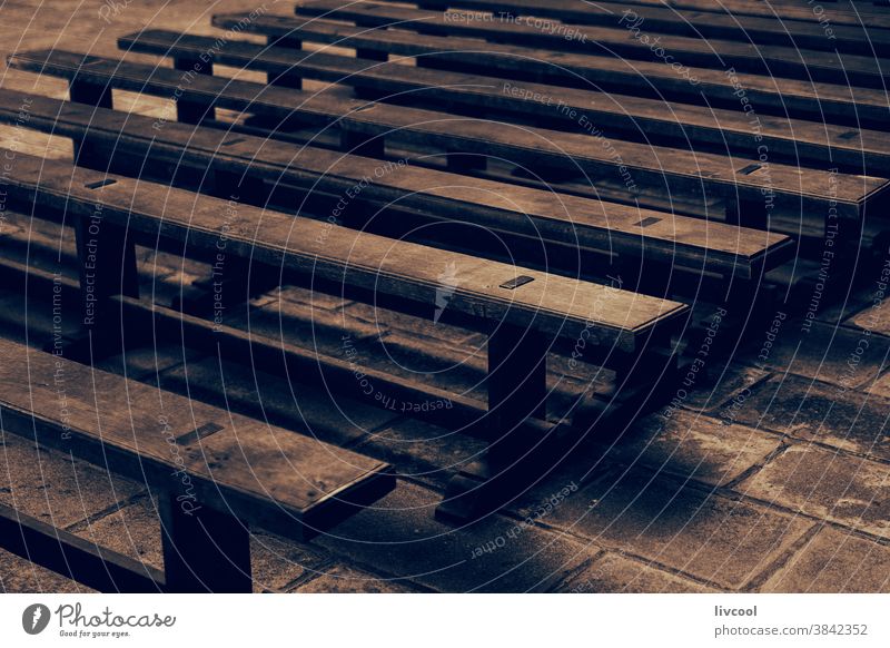 empty seats inside st michel, normandy mount st michael abbey mont saint michel church wooden wooden seat file row alone gothic gothic style interior