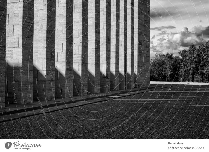 Black and white view of Pillars, italy pillars architecture shadow marble shrine monument columns colonnade black and white square architectural Monument