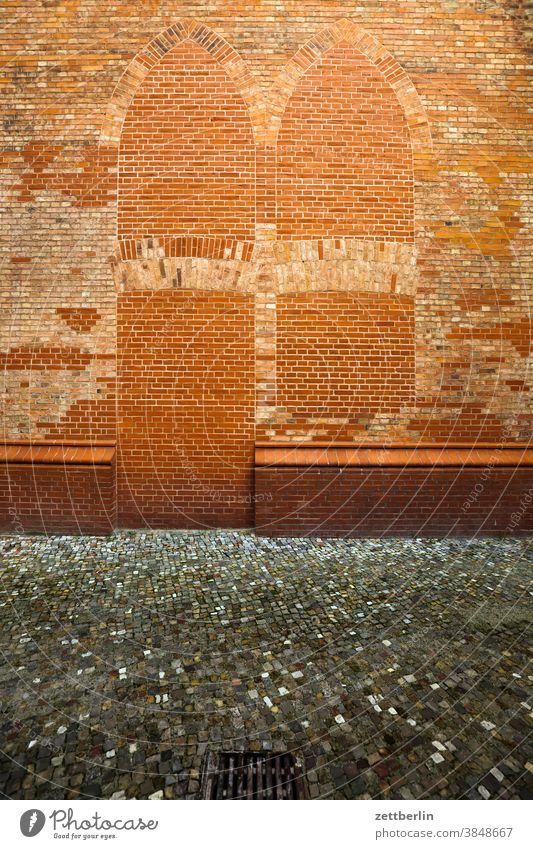 Friedrichwerdersche Kirche friedrichwerdersche church Church Wall (barrier) masonry Window door Goal bricked up Closed locked Brick Brick building construction