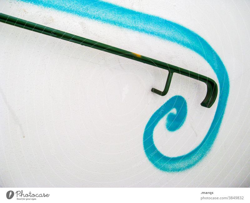 Railing with curlicue Banister Decoration Curlicue Black Blue White Graffiti stylish Aesthetics