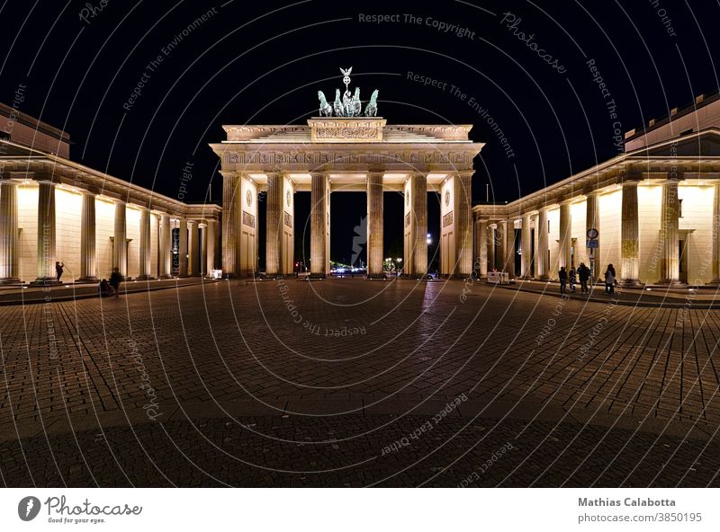 Brandenburg Gate at night with artificial light germany brandenburg gate berlin monument famous statue culture symbol landmark architecture capital old urban