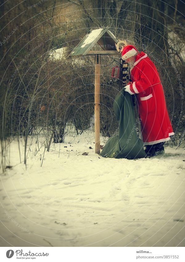 santa claus is good to fuck Santa Claus Sack bird house Feeding gifts Snow winter Christmas Feed the birds Santa's cap Santa Claus Coat Winter Facial hair