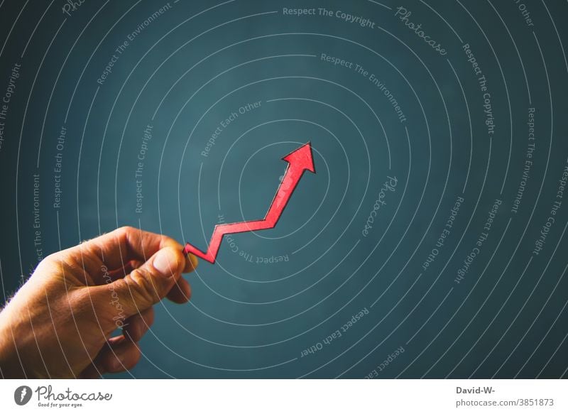 Increase - things are looking up Arrow enhancement Upward Success successful Share Career Positive Breach upward trend