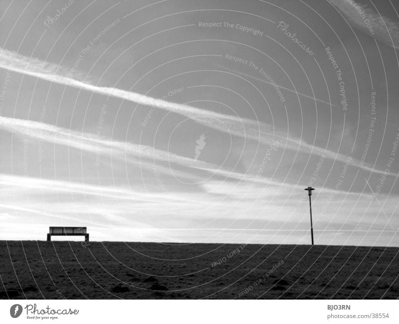 See the sea #9 - Reading corner Calm Relaxation Lamp Dike Twilight Clouds Lake Ocean Beach Bench Evening Sky