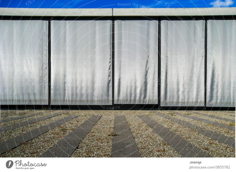 closed society lockdown Closed Architecture Screening Sunshield Drape Gray lines Sky Modern Building