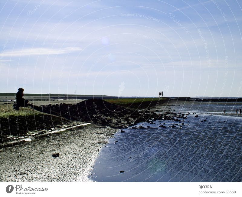 See the sea #2 - Break Ocean Low tide Dike Lake Water Sky Human being Blue