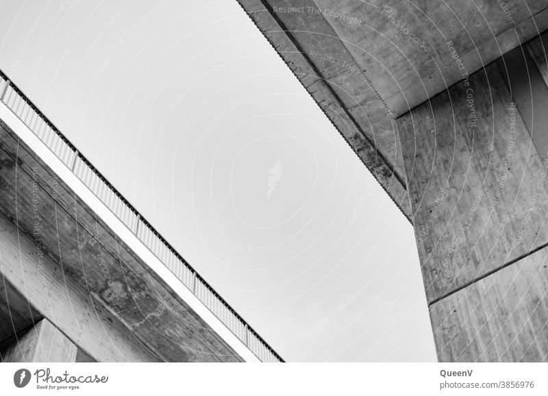 Two bridges together in black and white seen from below Black & white photo Bridge Routine everyday life bore Together two in twos Town City life Urbanization