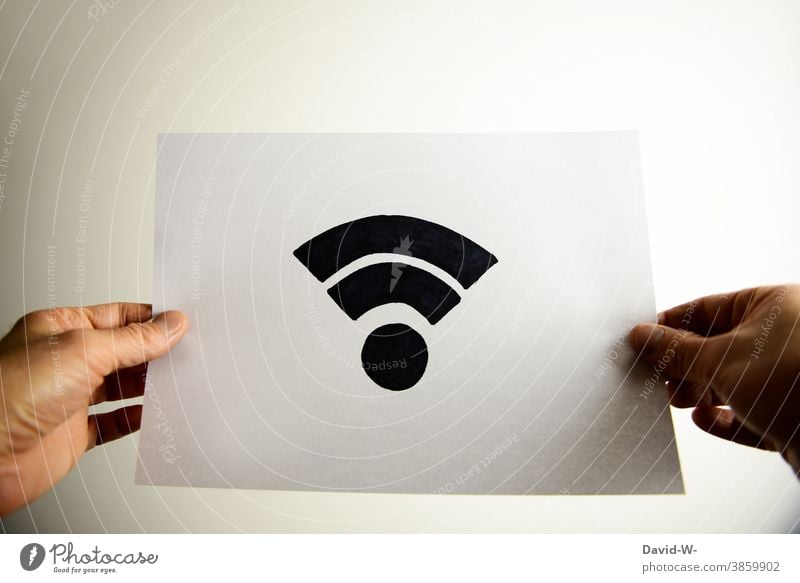 wlan - characters on paper Wlan Sign Internet Connection cross-linked Drawing Online Network Technology Computer