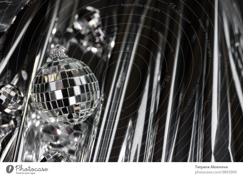 Christmas disco mirror ball party reflection shiny light bright shine disco ball sparkle sphere abstract retro spotlight celebration festive holiday glistering