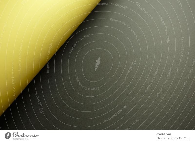 Yellow and black flat background with shadows and copy space to fill with a message faded horizontal layers parchment minimalism scroll sparse smooth simplicity