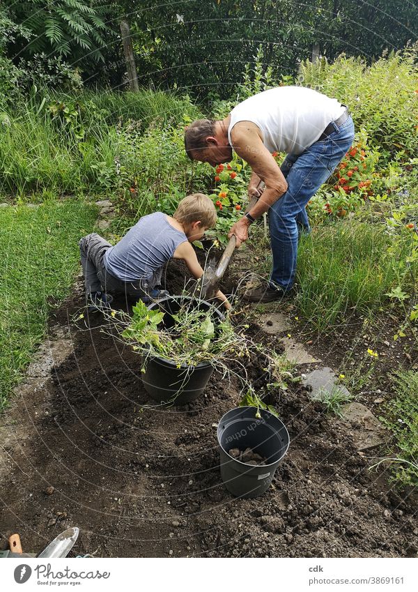 Childhood | Potato Harvest I Potato harvest Garden Garden Bed (Horticulture) grandpa and grandchildren at the same time labour Gardening Digging potatoes Tool