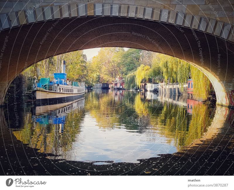 tunnel vision Berlin Berlin zoo Bridge investor Beautiful weather Reflection Deserted Autumn Foliage colouring mobile Landwehrkanal