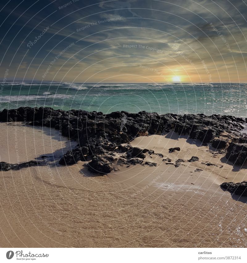 Fuerteventura | Stormy sea at the western beach (El Cotillo Beach) Spain Canaries Los Lagos el cotillo Ocean ocean Atlantic Ocean Gale Waves sunbathe Sunset