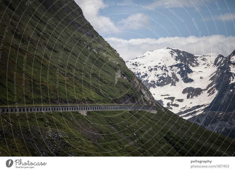 the road to the prophet Nature Plant Sky Clouds Summer Beautiful weather Snow Grass Meadow Hill Rock Alps Mountain Peak Snowcapped peak Street Lanes & trails