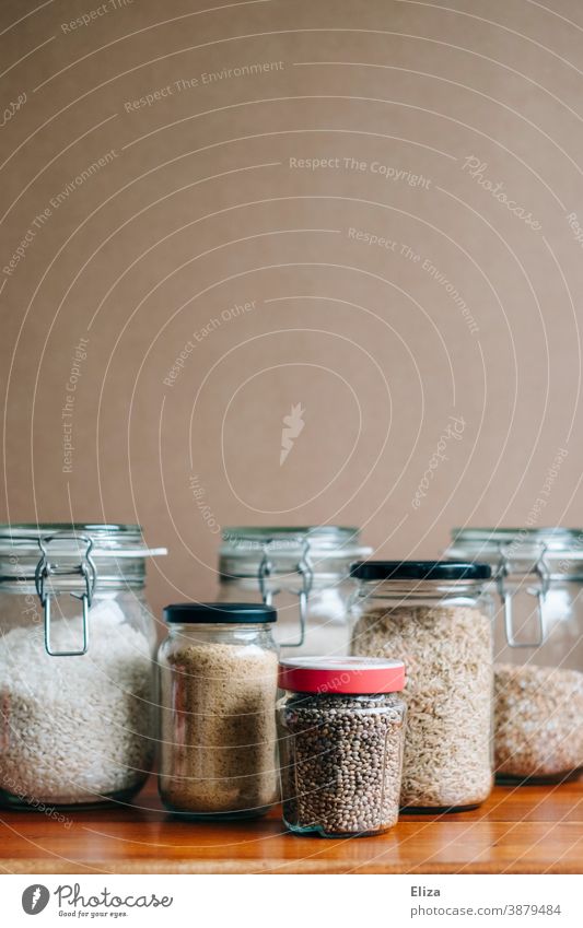 Sustainable storage of food in preserving jars Preserving jar Sustainability safekeeping Ecological Glass container Storage tank Inventories Food Rice Packaging