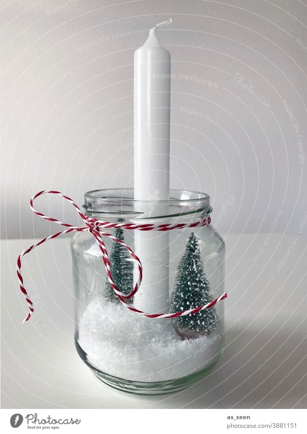 christmas decoration Decoration shoulder stand Red White Snow fir tree DIY Handicraft do-it-yourself Green Gray Christmassy snowy Christmas & Advent