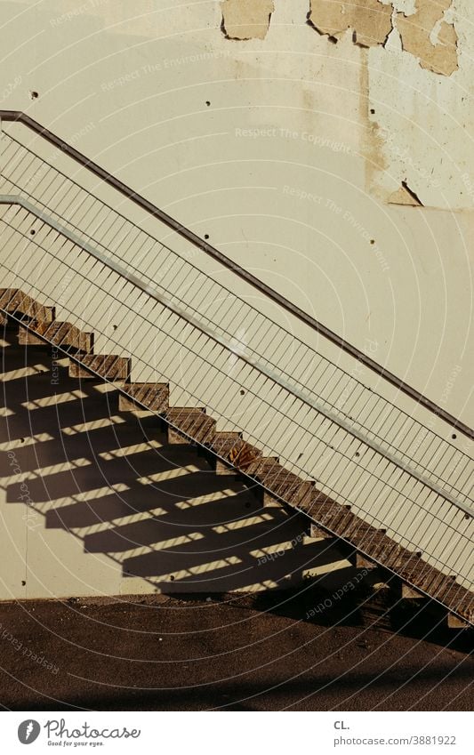 stairs and wall Stairs Wall (building) Broken Banister rail Upward stagger Architecture Deserted Downward