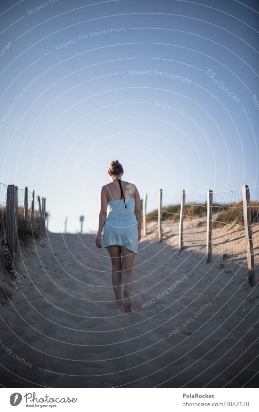 #A0# Beach day France Dreamily Future Loneliness Walking Woman Landscape Water Colour photo Sand Exterior shot Nature Tourism Idyll Ocean Vacation & Travel