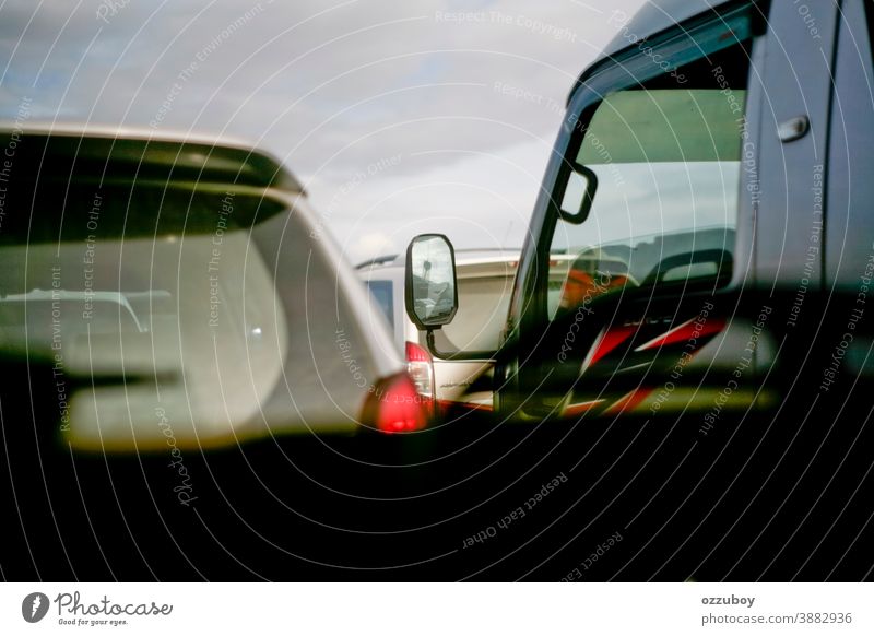 rush hour car jam street crowded automobile business highway transportation road traffic urban city pollution modern vehicle line scene background travel bumper