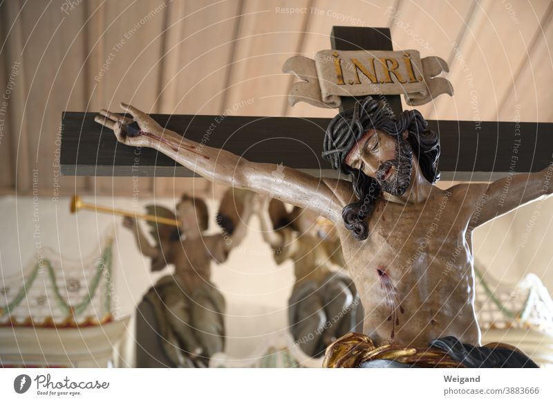 Jesus on the cross Jesus Christ Crucifix Good Friday Church suffer Death Easter Church service statue of Jesus liturgy