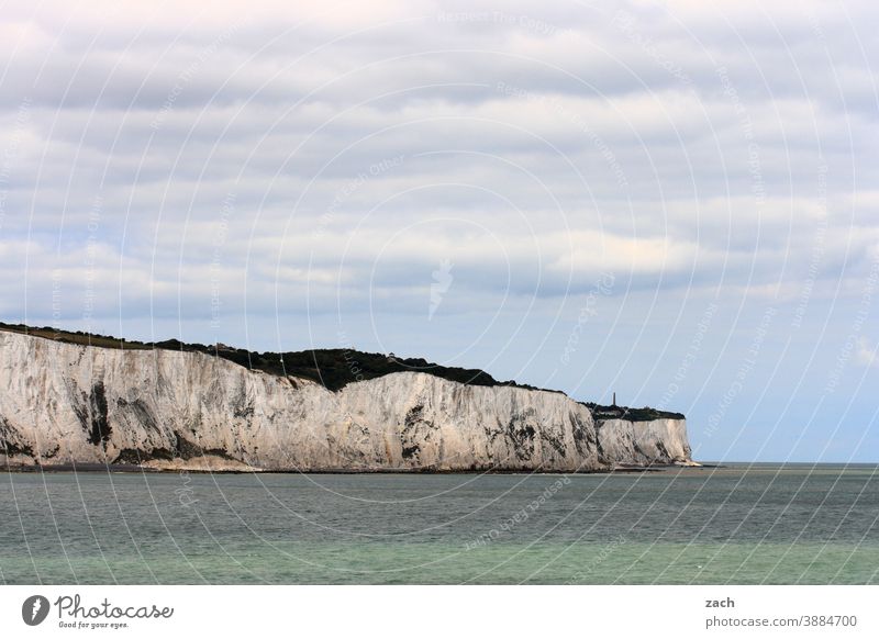 headland England Dover White Sand Cliff Limestone rock Tourist Attraction Stone White Cliffs English Channel Ocean North Sea Grass Hill Rock coast Water