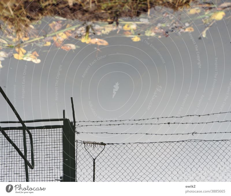 Stay out Barbed wire fence Protective Security force Dismissive Exterior shot Detail Structures and shapes Deserted Copy Space top Contrast Silhouette Long shot