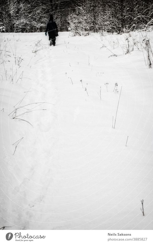 human silhouette in winter field Background background material beautiful black copy space hill horizontal position landscape nature no people nobody outdoor