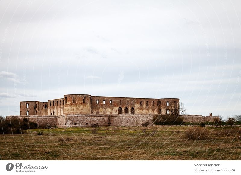 Borgholm Castle on the Baltic Sea island of Öland in Sweden Copy Space top Exterior shot Colour photo Medieval times Broken Monument Landmark Ruin Architecture