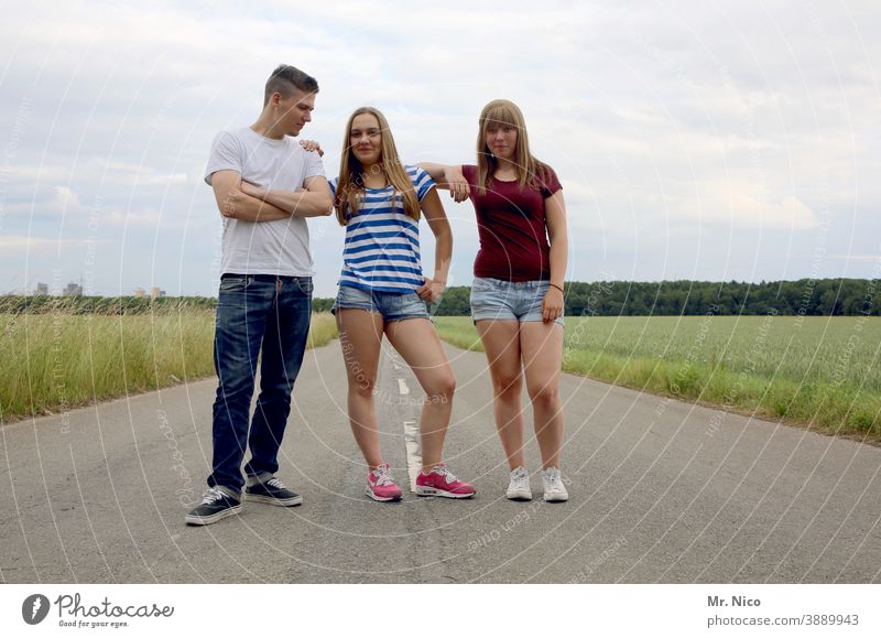 Rooster in basket three Street Youth (Young adults) Lifestyle Summer teenager Lanes & trails Stand Shorts youthful Easygoing Fashion portrait Friendship