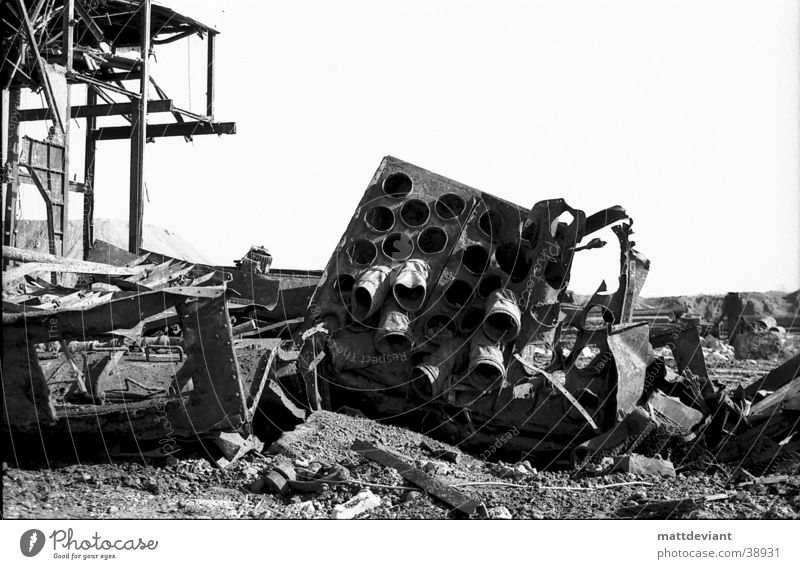 tubes Construction site Architecture Iron-pipe Destruction Loneliness Old Black & white photo