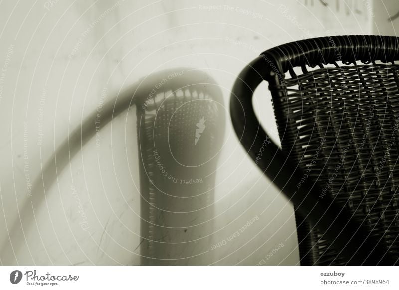 black wooden chair with the shadow Black Chair Shadow background Copy Space Colour photo Wooden chair Shallow depth of field Day Seating Deserted Furniture