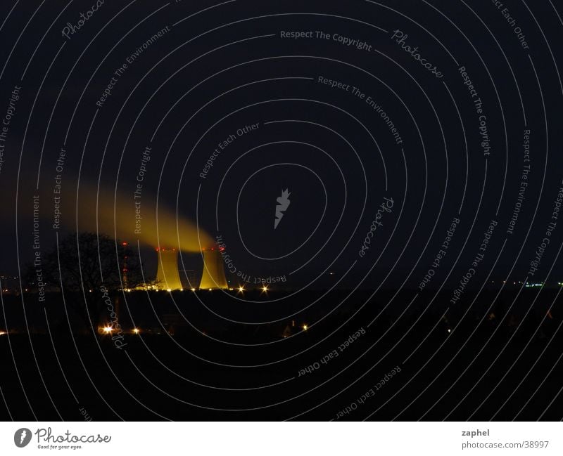 Radiant nuclear power plant at night Night Long exposure Environment Radiation Industry light pollution Nuclear Power Plant