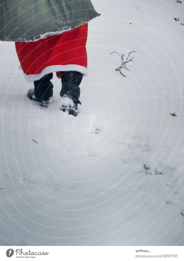 deadbeat Santa Claus Sack Boots Snow Going go Santa Claus Coat Red Winter winter gifts Christmas & Advent Tradition Walking tramp