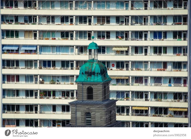 Old meets young and modern. Old building stands in contrast to modern living. Berlin Mitte. View from the cathedral. skyscraper perspective Architecture