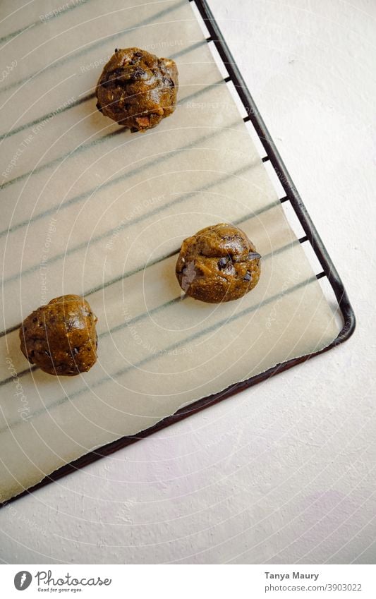 Uncooked vegan cookies on a baking sheet cookie dough Christmas & Advent Baking Home-made Flour Cookie Colour photo Bird's-eye view Make Structures and shapes