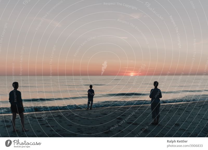 People watching the sunset on the beach in Denmark people Summer Sun Sunset Beach vacation Relaxation Twilight Sand voyage coast North Sea Water