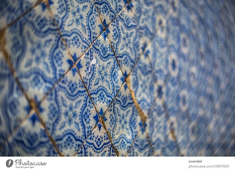 Wall tiles - blue white tiles pattern Wall (building) wall tiles Pattern pattern mix Blue White Portugal Lisbon wall pattern