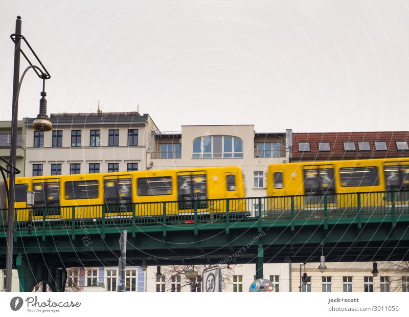 beautiful elevated railway in the direction of Mitte Schönhauser Allee Public transit Traffic infrastructure Means of transport Prenzlauer Berg Rail transport