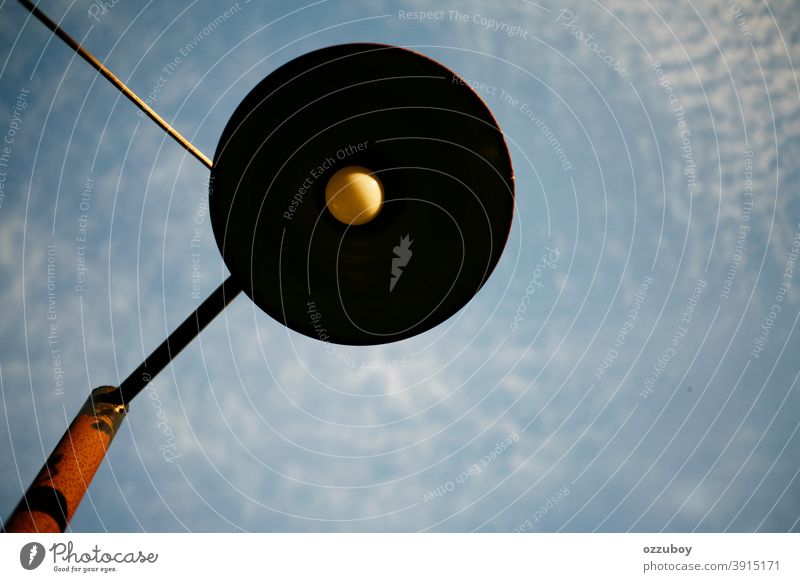 street lamp Copy Space Simple simplicity Technology background Lighting Illuminate Colour photo streetlamp Metal Day Lamp post Blue Street lighting Street lamp