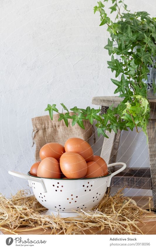 Brown eggs in bowl on kitchen table brown heap food pile meal ingredient cook nutrition easter cuisine natural culinary fresh organic prepare protein edible