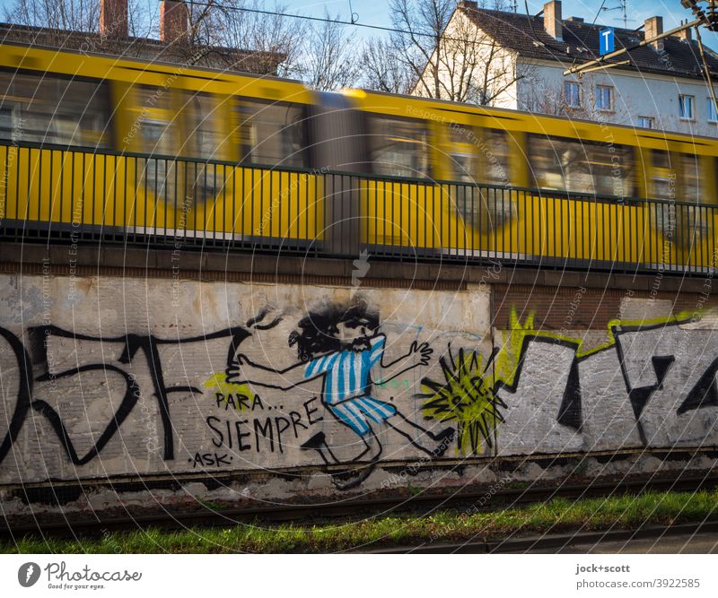 Forever, rest in peace in Pankow Schönhauser Allee Public transit Traffic infrastructure Means of transport Mono rail Rail transport Underground motion blur