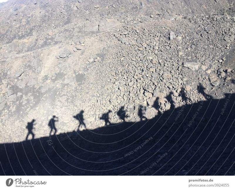 Shadow plays on Sicily, Italy, near Mount Etna. Photo: Alexander Hauk vacation free time Tourism holidays hike Volcano Silhouette group Island Mountain Nature